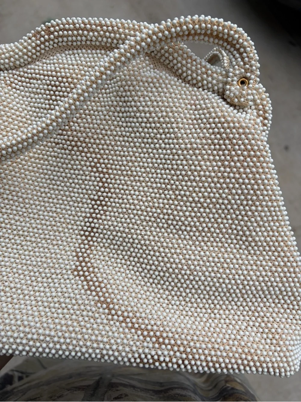 Vintage Ivory Pearl Beaded Handbag